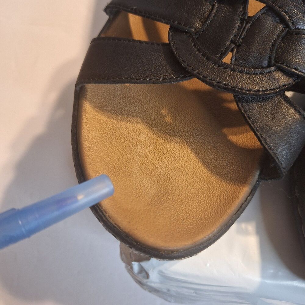 Sketchers Passenger Luxe Foam Black Leather Women's Sandals.  Size 10 - Picture 11 of 12